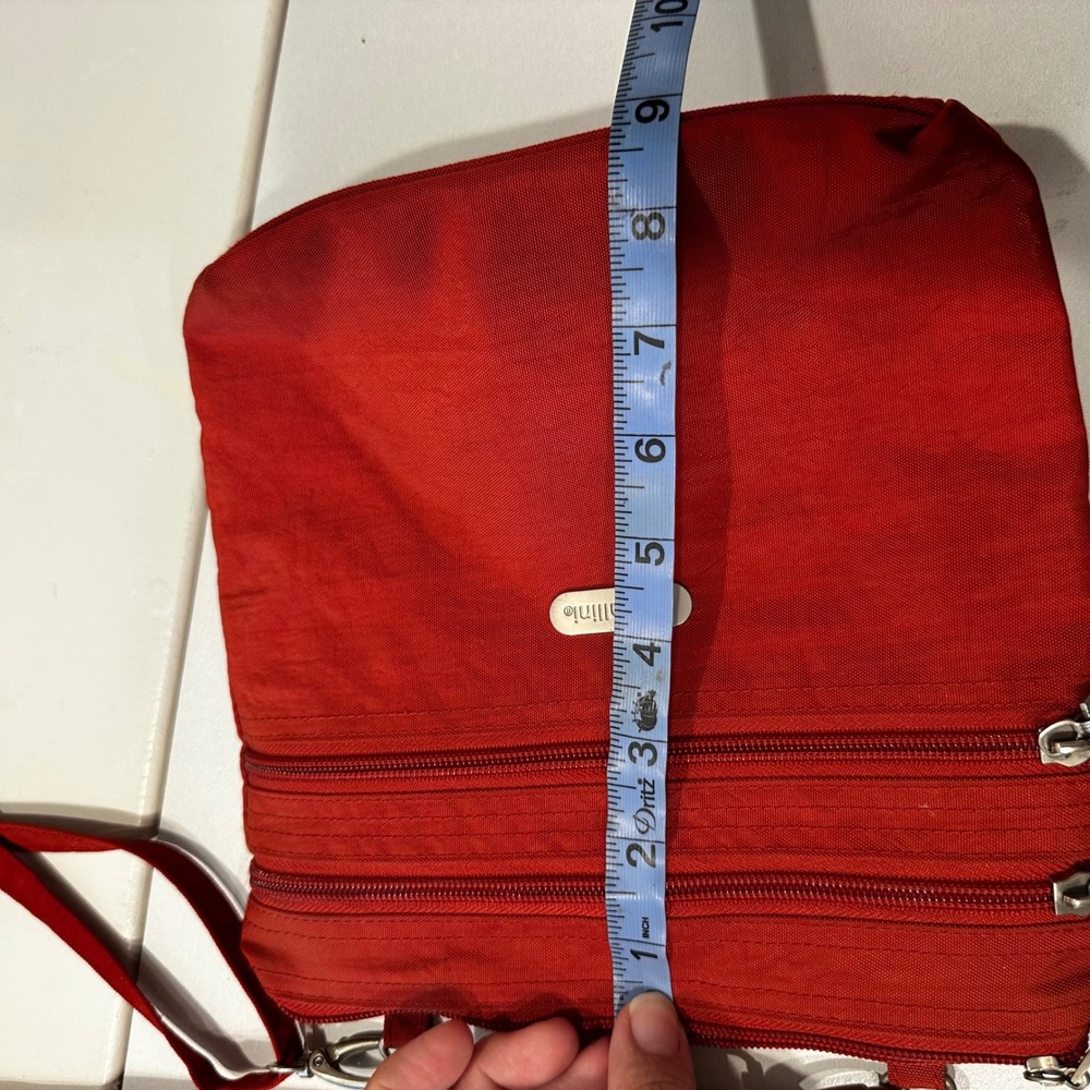 Baggallini Red Nylon Crossbody Bag Travel Organizer Multiple Pockets - Picture 11 of 11